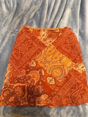 Nasty Gal Orange Paisley Patchwork Mini Skirt
